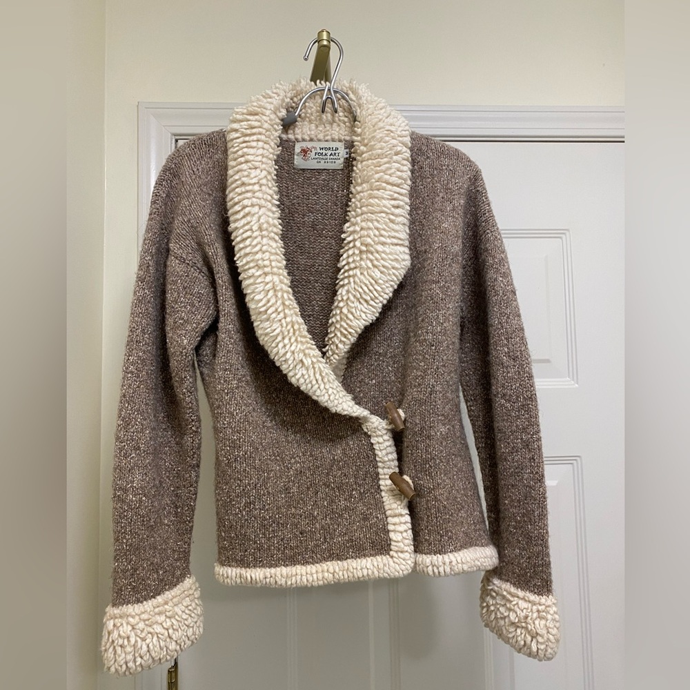 Wool Hand Knit Women’s Sweater Cardigan Jacket size medium